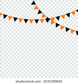 Birthday and holiday triangle flag party garland on transparent background. Realistic vector illustration of colorful carnival festive triangular paper bunting for