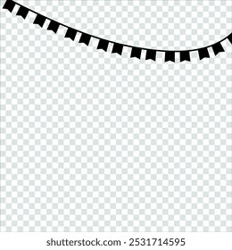 Birthday and holiday triangle flag party garland on transparent background. Realistic vector illustration of colorful carnival festive triangular paper bunting for