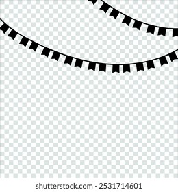 Birthday and holiday triangle flag party garland on transparent background. Realistic vector illustration of colorful carnival festive triangular paper bunting for