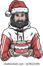 birthday holly christ vector art