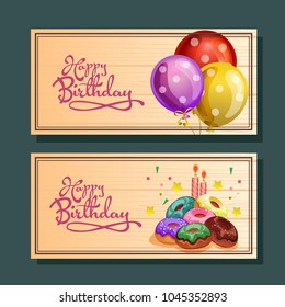 birthday horizontal banner with donut tower