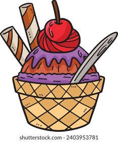 Birthday Ice Cream Cartoon Colored Clipart 