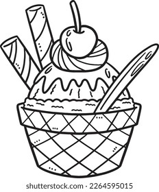 Birthday Ice Cream Isolated Coloring Page for Kids