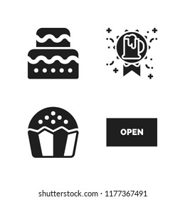 birthday icon. 4 birthday vector icons set. reward, open and cake icons for web and design about birthday theme