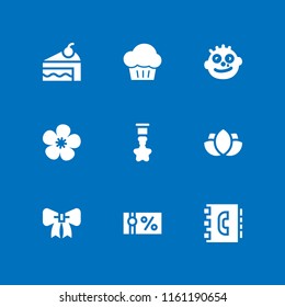 birthday icon. 9 birthday set with reward, number, ribbon and clown vector icons for web and mobile app