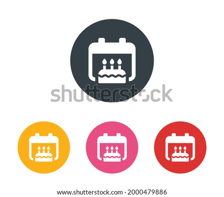 Birthday icon. Calendar with cake vector symbol. Celebration of the birth date concept. 