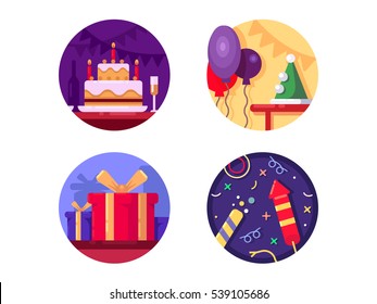 Birthday icon flat color