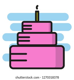 birthday icon illustration with blue stick background