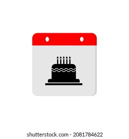 Birthday icon isolated on white background from calendar and date collection. Suitable for birthday schedule, calendar symbol and pastry time