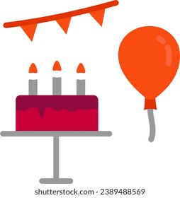 birthday icon in party and celebration package