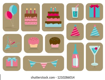 Birthday icon set