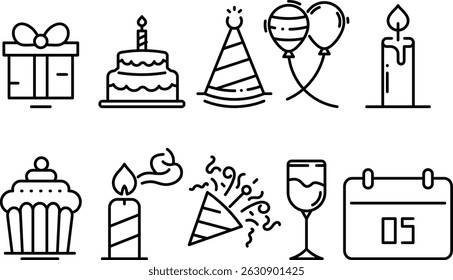 birthday icon set illustration isolated