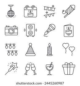 Birthday icon set on white