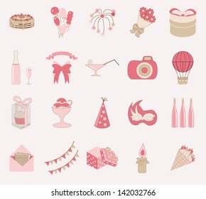 Birthday icon set vector