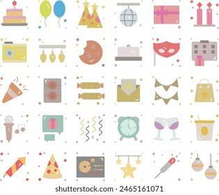 Birthday icon set vector design illustration stock