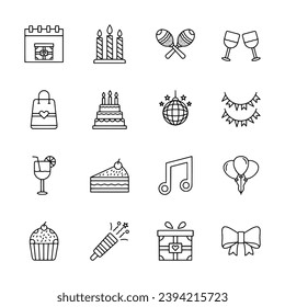 Icono de cumpleaños conjunto de ilustraciones vectoriales