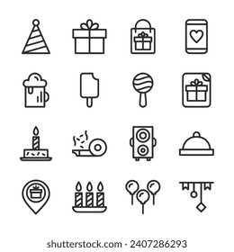Icono de cumpleaños conjunto de ilustraciones vectoriales