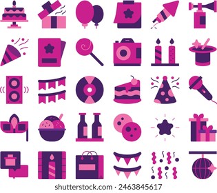 Birthday icon set vector illustration stock