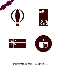 birthday icon. birthday vector icons set open box, balloon and gift card