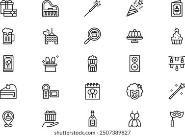 Birthday icons collection is a vector illustration with editable stroke.