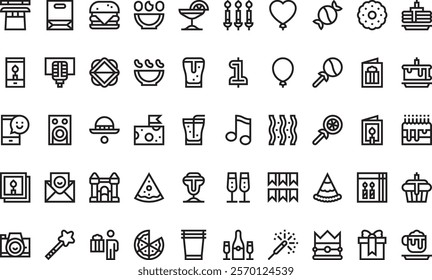 Birthday icons  High-Quality Vector Icons Collection with Editable Stroke. Ideal for Professional and Creative Projects.