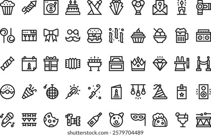 Birthday icons High-Quality Vector Icons Collection with Editable Stroke. Ideal for Professional and Creative Projects