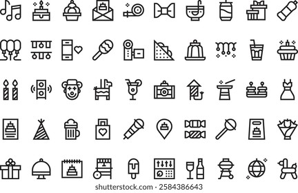 Birthday icons High-Quality Vector Icons Collection with Editable Stroke. Ideal for Professional and Creative Projects.