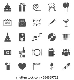 Birthday icons on white background, stock vector
