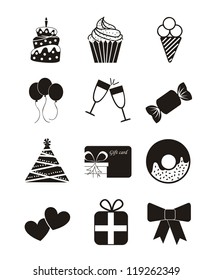 birthday icons over white background. vector illustration