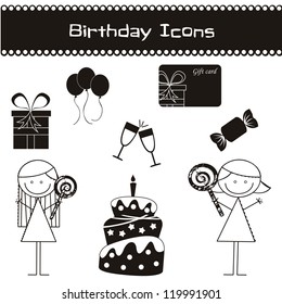 birthday icons over white background vector illustration