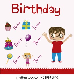 birthday icons over white background vector illustration