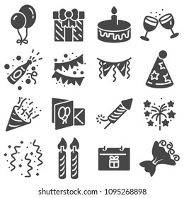 Birthday Icons and Party Icons with White Background