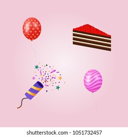 Birthday icons set vector 