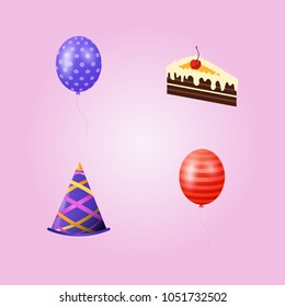 Birthday icons set vector 
