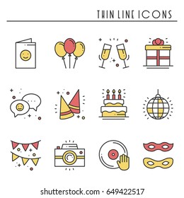 Birthday icons set. Vector. Illustration. Symbols