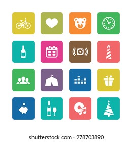 birthday icons universal set for web and mobile
