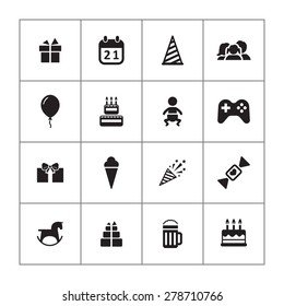 birthday icons universal set for web and mobile