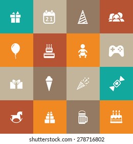 birthday icons universal set for web and mobile