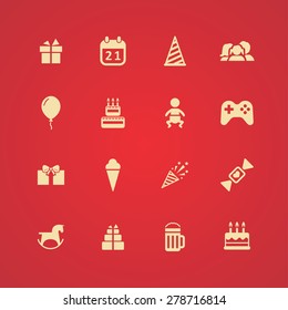 birthday icons universal set for web and mobile