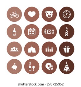 birthday icons universal set for web and mobile