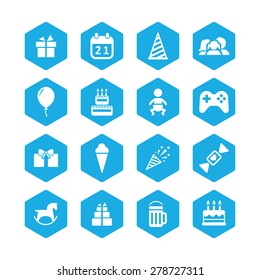 birthday icons universal set for web and mobile