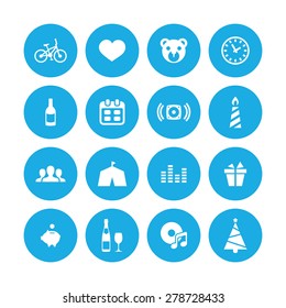 birthday icons universal set for web and mobile