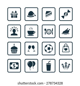 birthday icons universal set for web and mobile