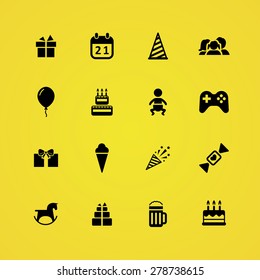 birthday icons universal set for web and mobile