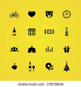 birthday icons universal set for web and mobile