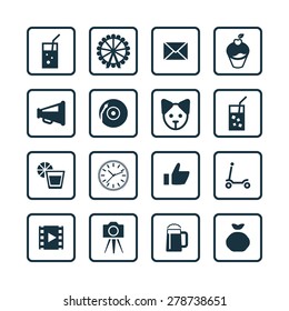 birthday icons universal set for web and mobile