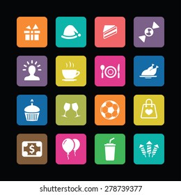 birthday icons universal set for web and mobile