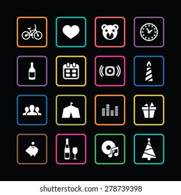 birthday icons universal set for web and mobile