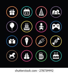 birthday icons universal set for web and mobile