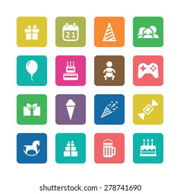 birthday icons universal set for web and mobile